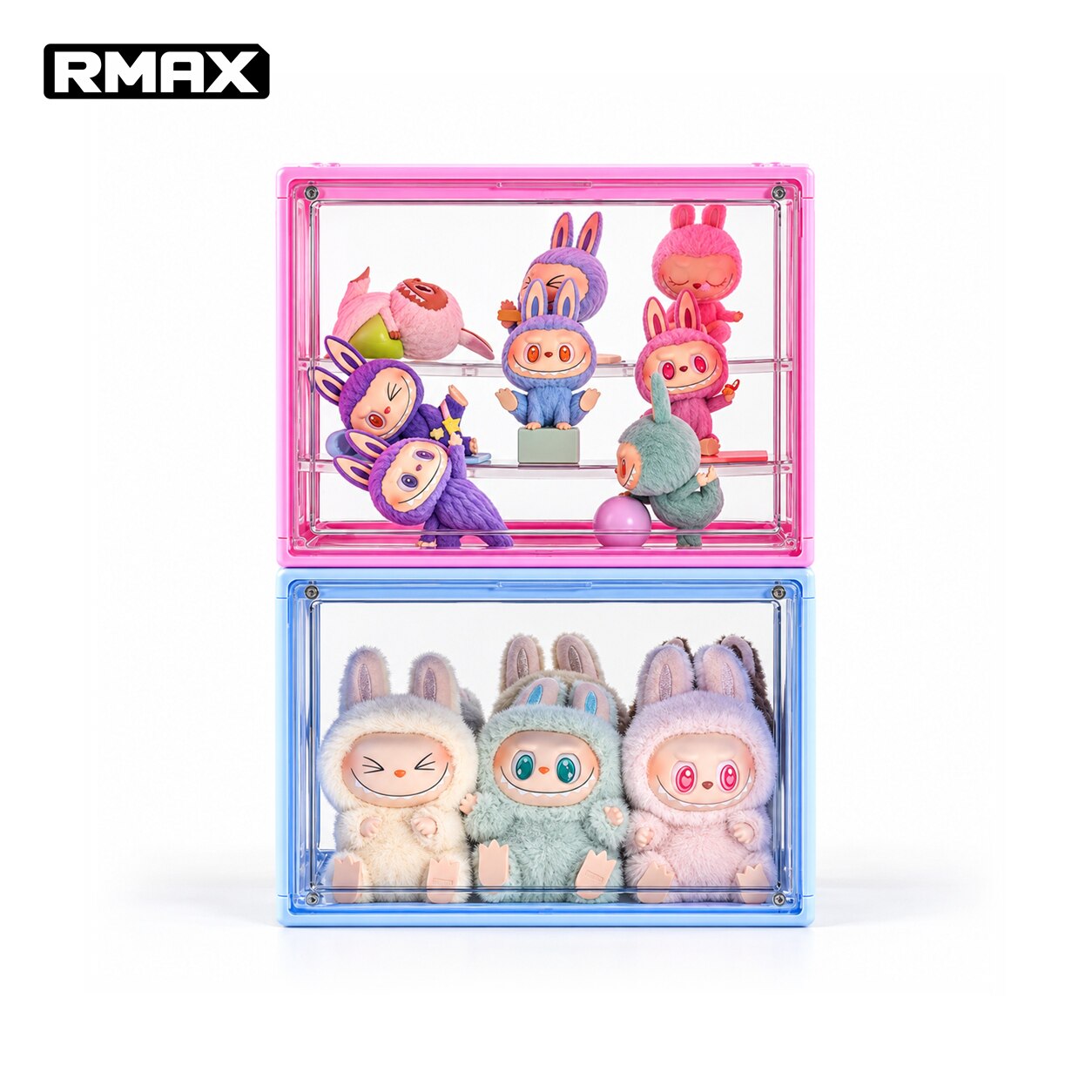 RMAX泡泡玛特手办收纳盒大容量亚克力透明labubu盲盒展示柜防尘架