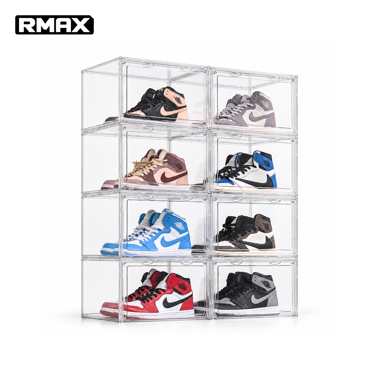 RMAX全透明球鞋收纳盒磁吸防氧化展示鞋柜防尘塑料鞋架亚克力鞋盒
