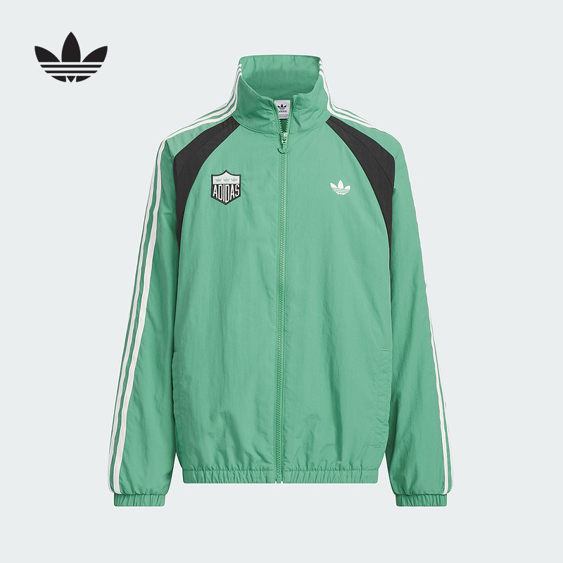 adidas阿迪达斯男大小童三叶草风衣外套2025夏宽松立领夹克JV5176