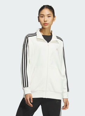 阿迪达斯秋季新款女生针织立领夹克外套运动休闲舒适 JN0760