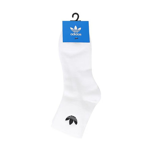 adidas阿迪达斯缀刺绣三叶草男女同款白色三双装袜子 JC9288