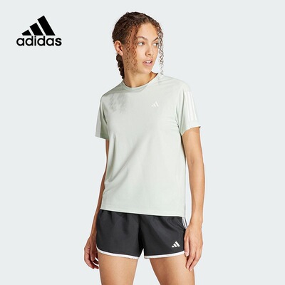 adidas阿迪达斯AEROREADY短袖女夏跑步训练速干绿色运动T恤IN1593