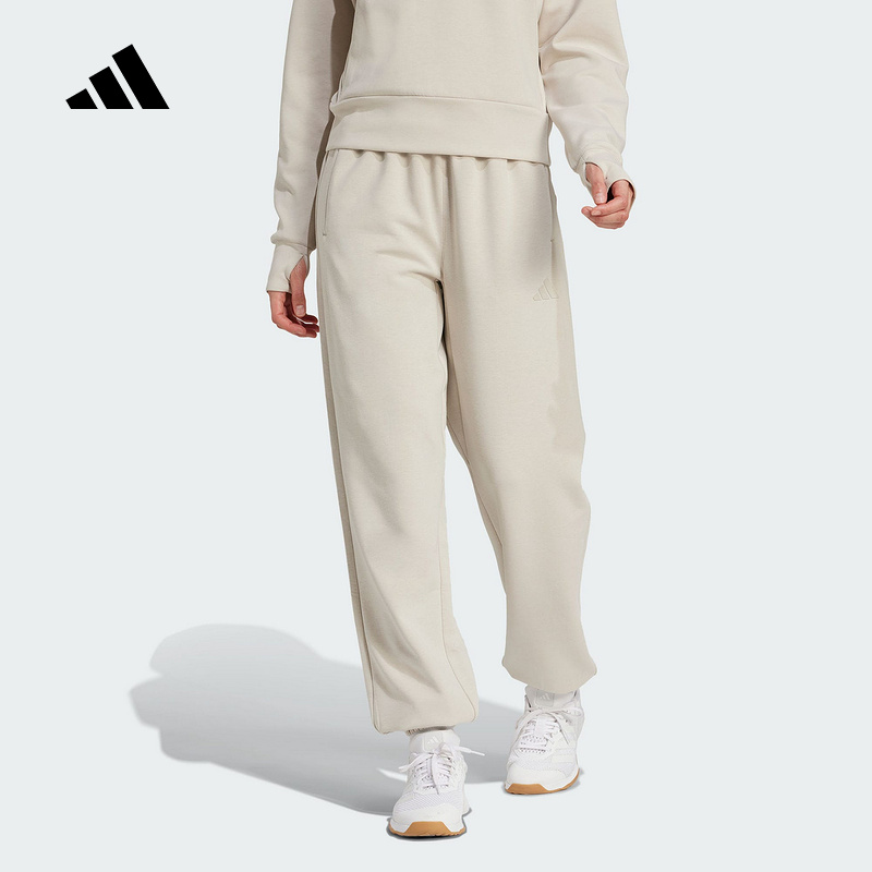 adidas阿迪达斯太空棉束脚挺阔有型健身裤2025秋女针织长裤JW3398