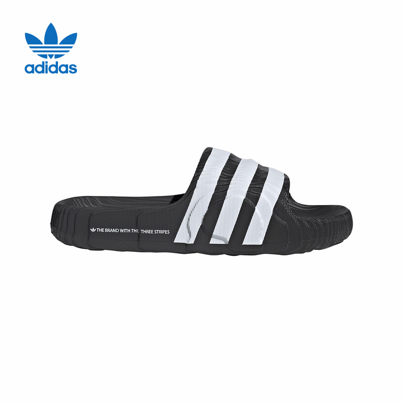 阿迪达斯三叶草一字拖男鞋女鞋三条纹厚底波浪浴室沙滩拖鞋IF3670