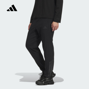 adidas阿迪达斯李现同款抓绒裤2025冬男三条纹修身梭织长裤KA1301