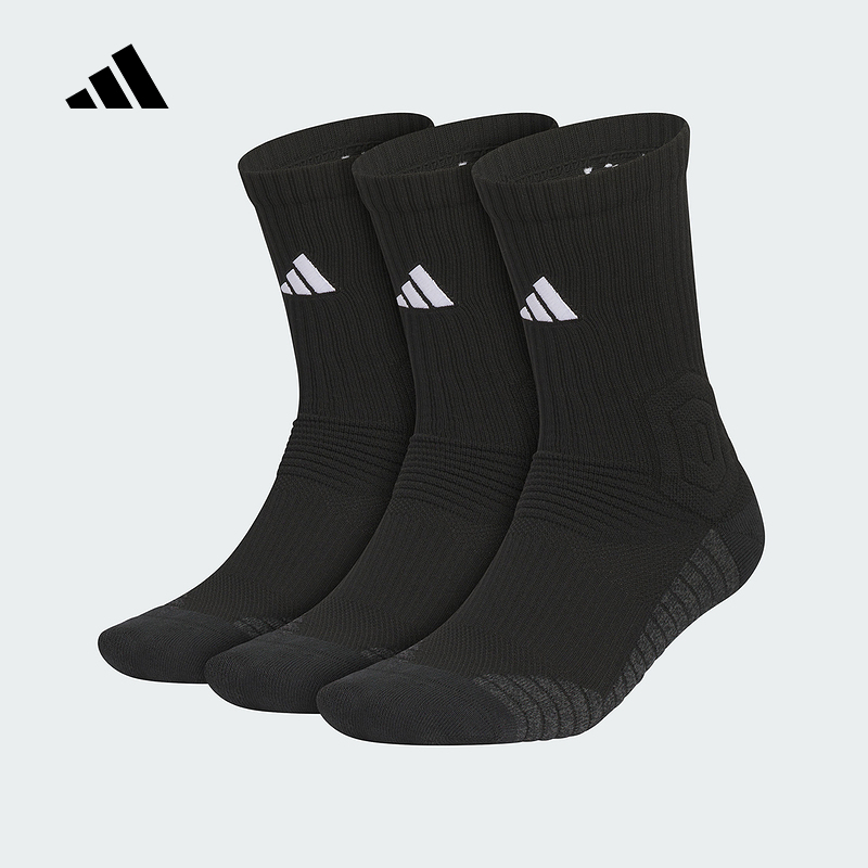 adidas阿迪达斯Select 3.0中筒袜2025秋男女黑色三双装袜子KE7806