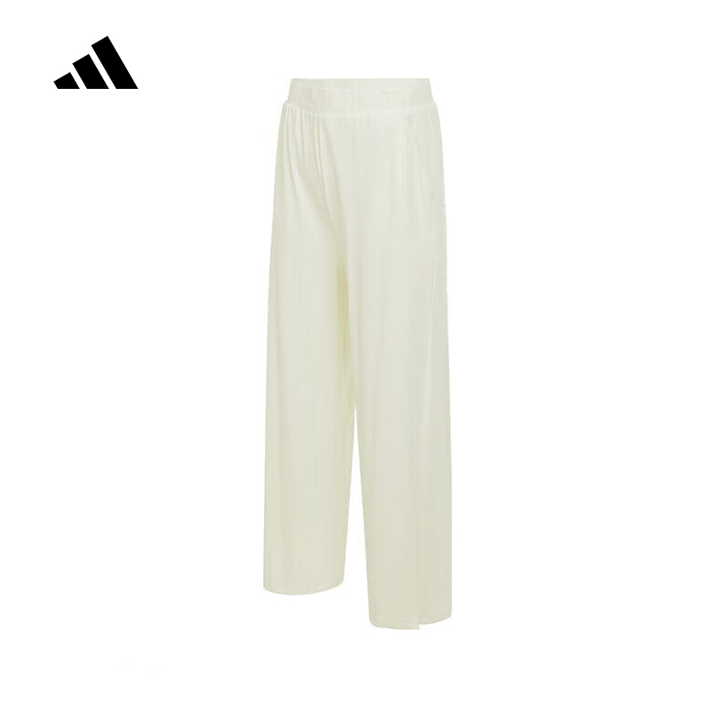 adidas阿迪达斯白色休闲运动裤2025秋女修身直筒针织长裤JN0713