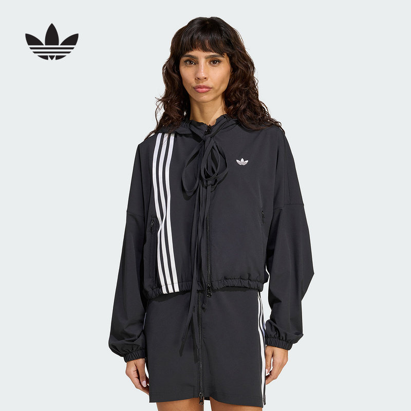 adidas阿迪达斯三叶草蝴蝶结夹克2025秋女三条纹外套防风服JX2698,运动服/休闲服装,运动茄克/外套,淘宝优惠券,粉丝福利购,淘宝优惠卷