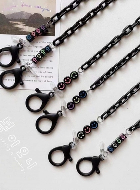 黑色系类亚克力口罩链苹果蓝牙耳