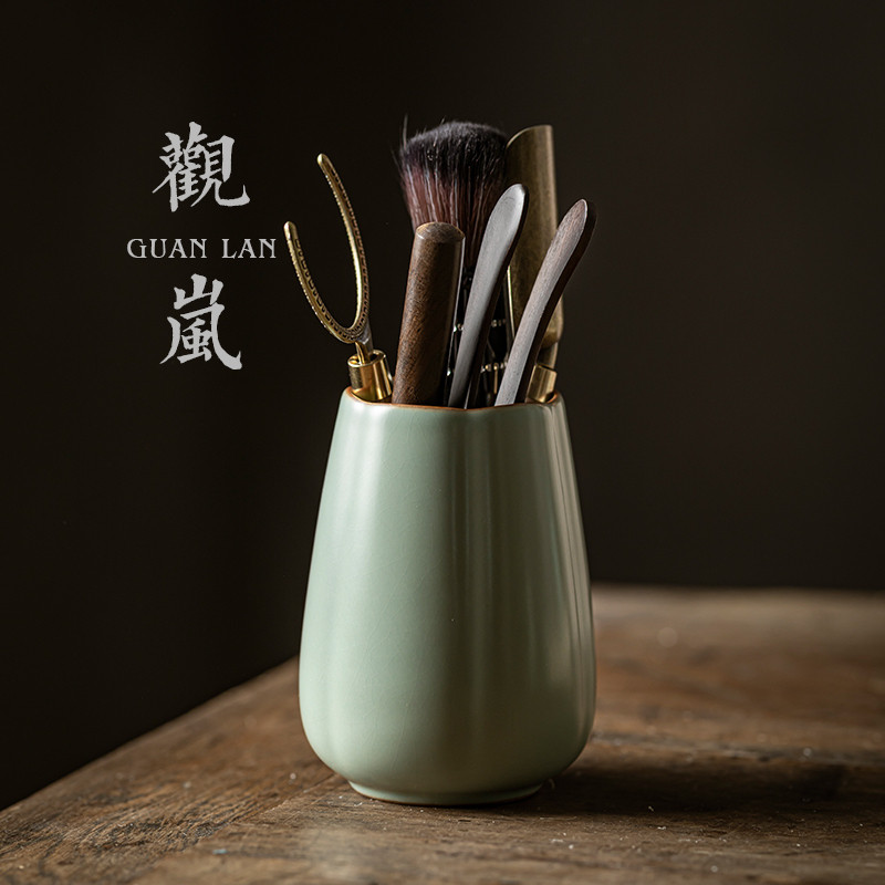 汝窑茶道黑檀六君子套装茶夹茶笔茶匙茶刀配件茶具六件套茶道配件