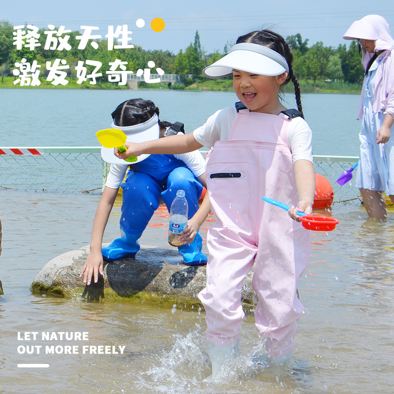 儿童玩水连体下水裤幼儿园防水衣服赶海装备水叉雨裤小孩抓鱼沙滩