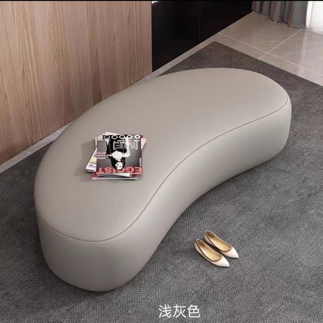 北欧弧形沙发尾凳服装店衣帽间网红换鞋凳家用门口半圆形创意矮凳