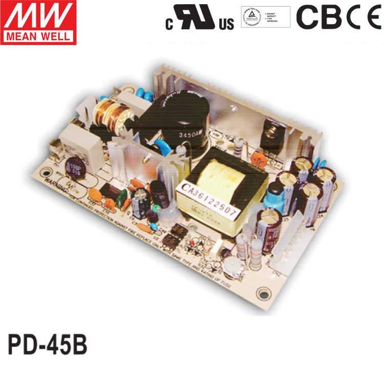 45W台湾明纬PD-45B双路输出PCB裸板开关电源转换器5V5A/24V1.8A