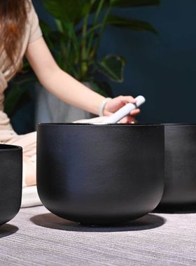 水晶钵瑜伽音钵水晶颂钵黑色音乐碗冥想瑜伽套装消磁水晶佛音钵