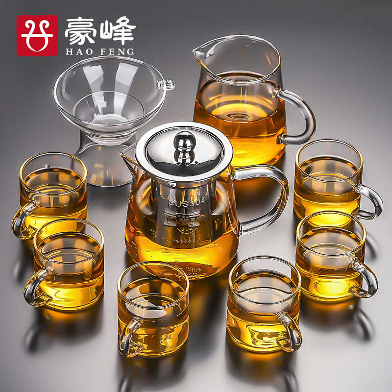 豪峰玻璃茶具套装家用茶杯透明客厅办公室茶壶泡茶壶送礼伴手礼