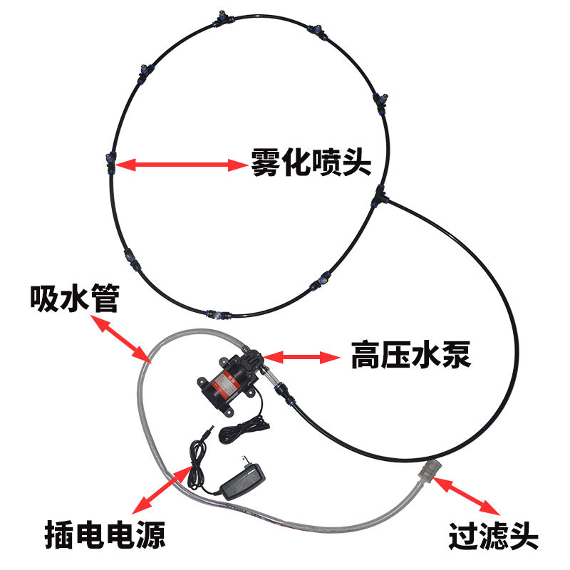 工业喷雾风扇大功率水泵雾化喷水水雾风扇系统改装厂房降温加湿
