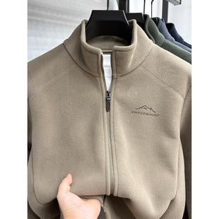 2025新款男士双面摇粒绒外套秋冬季立领夹克加绒加厚保暖户外防风