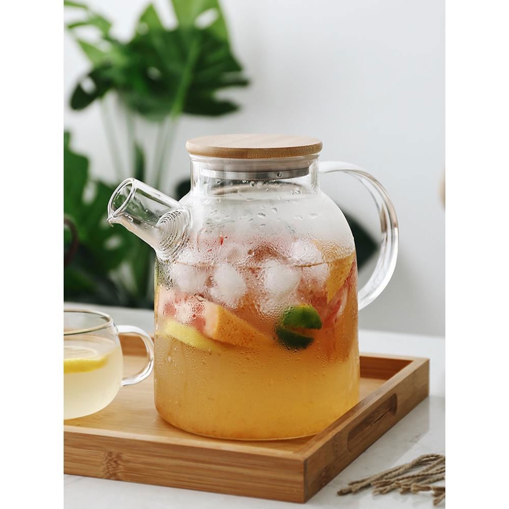日本精工玻璃茶壶冷水壶套装大容量水壶花果茶壶耐高温水壶家用