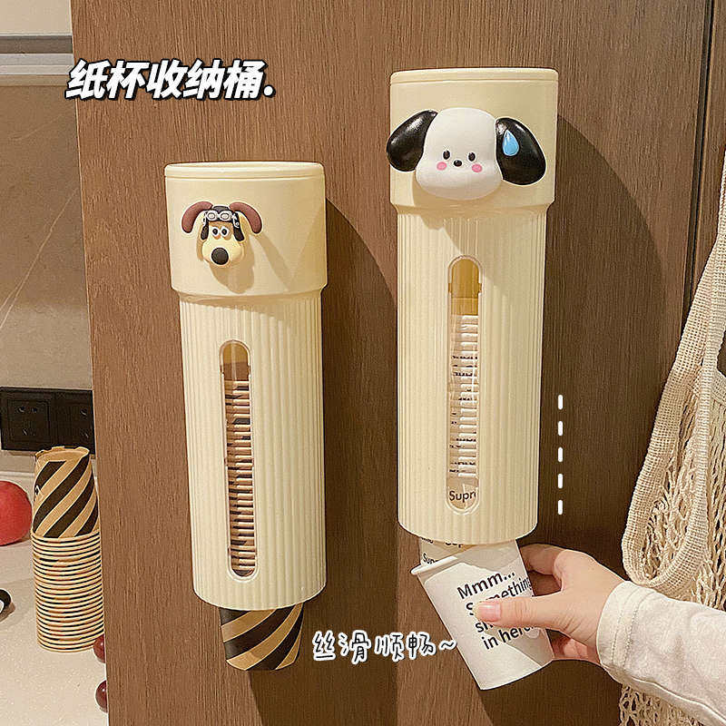 装一次性杯子取杯器高颜值壁挂式新款防尘纸杯架饮水机自动水杯架