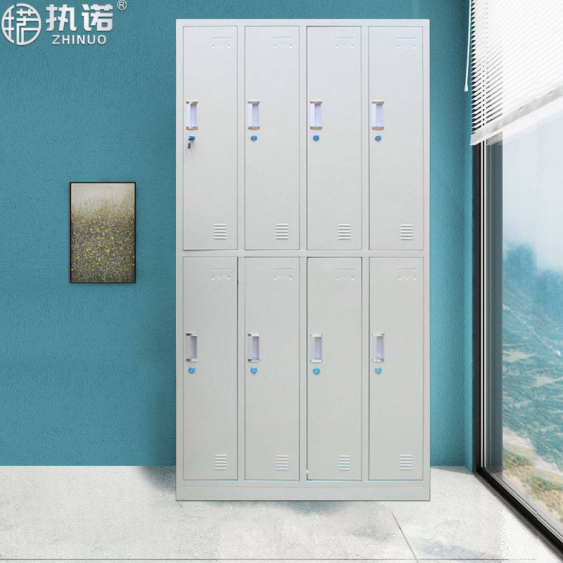 钢制竖八门更衣柜员工浴室储物挂衣柜学校宿舍带锁存包鞋柜铁皮柜