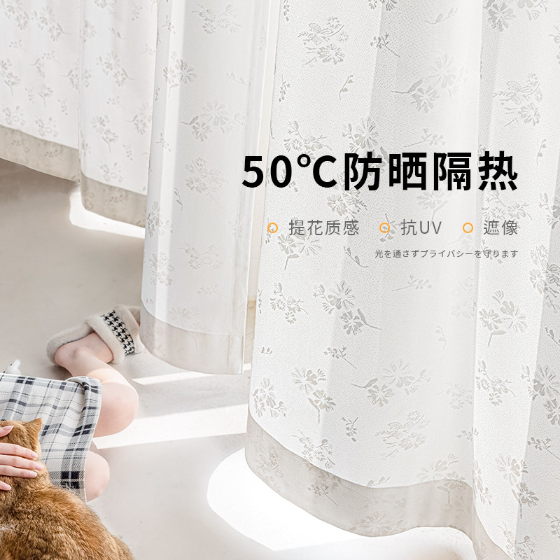 隔热防晒镜面纱纱帘透光不透人窗帘新款阳台飘窗轻奢高档白色窗纱