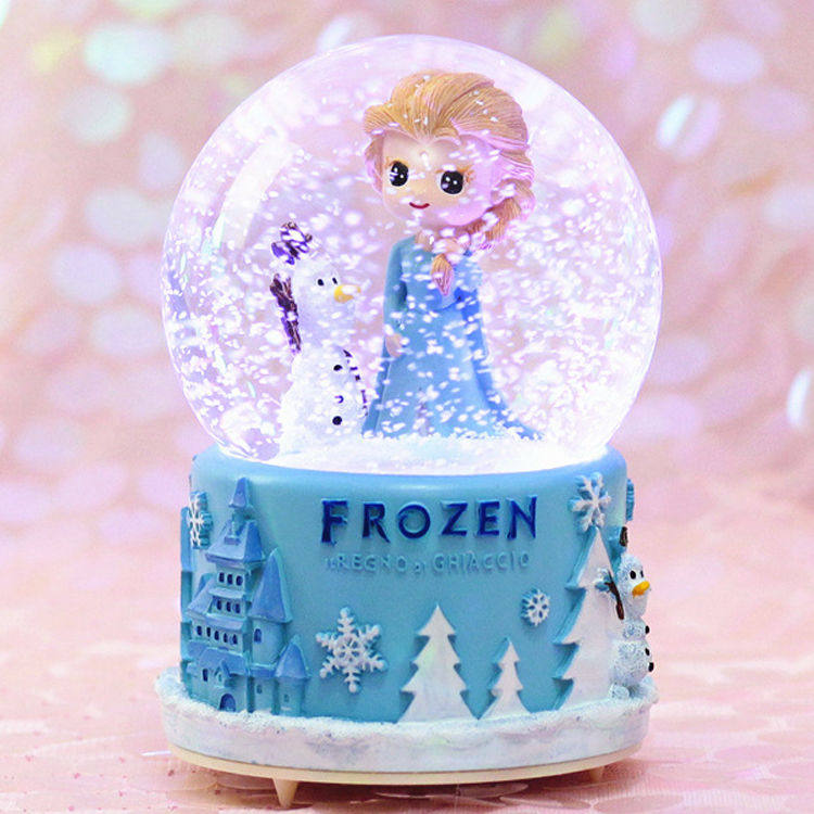 公主水晶球音乐盒艾莎女孩八音盒飘雪灯光送儿童生日礼物六一