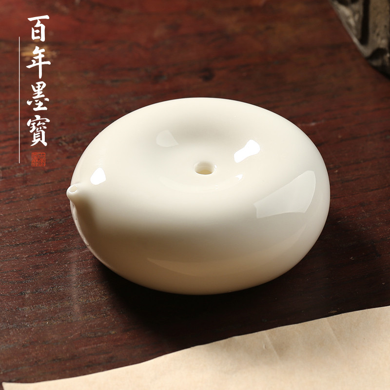 德化羊脂玉白瓷水滴 陶瓷砚滴砚台磨墨专用水盂滴水批发文房