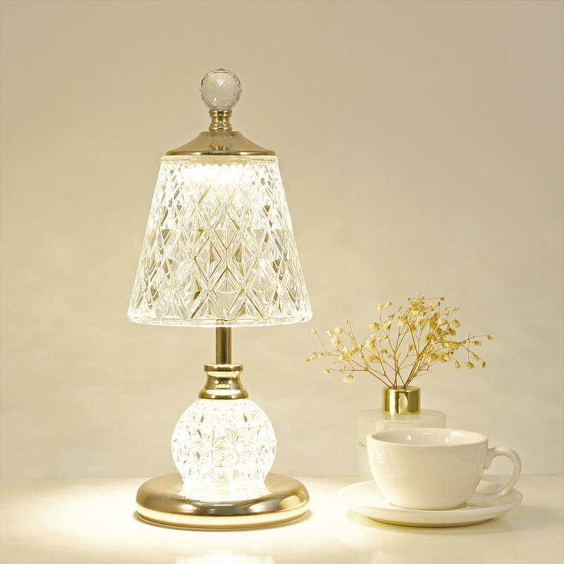 水晶台灯卧室床头柜灯轻奢2025新款高级感主卧高端氛围充电小夜灯