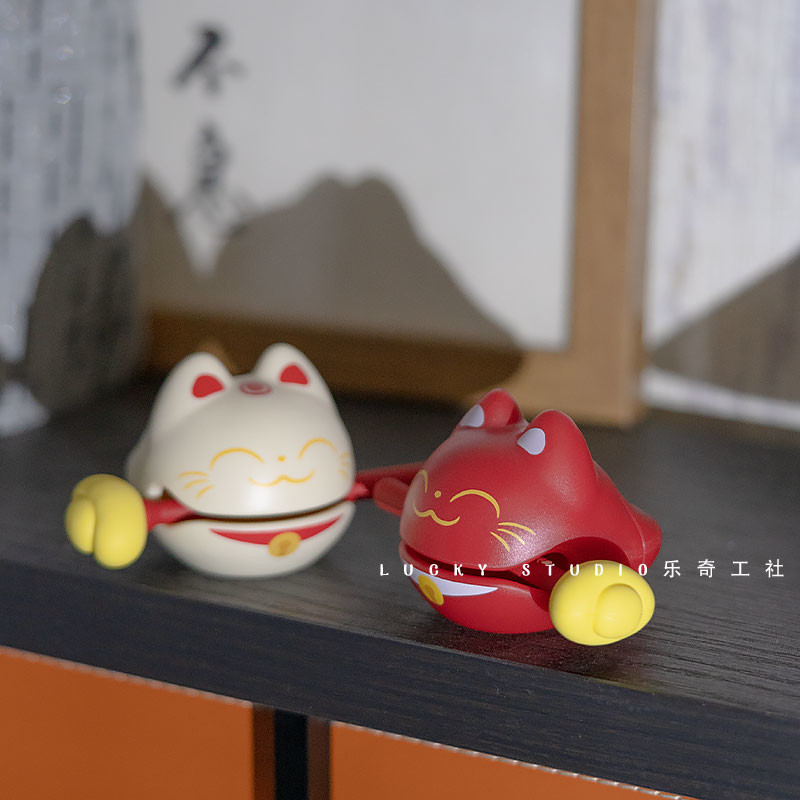 一敲就发财 一直敲一直发财！可爱招财猫木鱼办公室创意桌面摆件