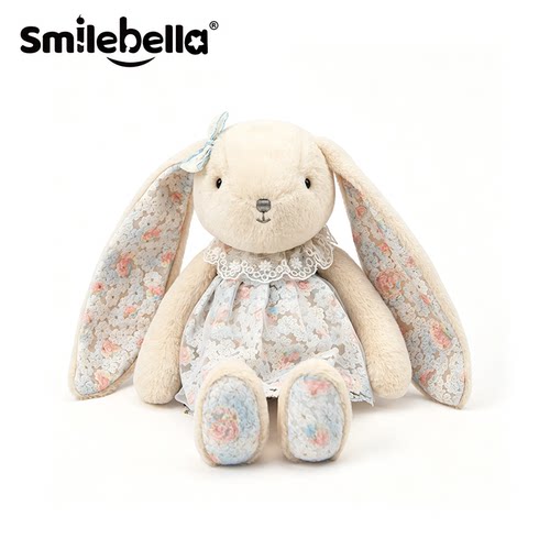 Smilebella碎花长耳兔毛绒公仔