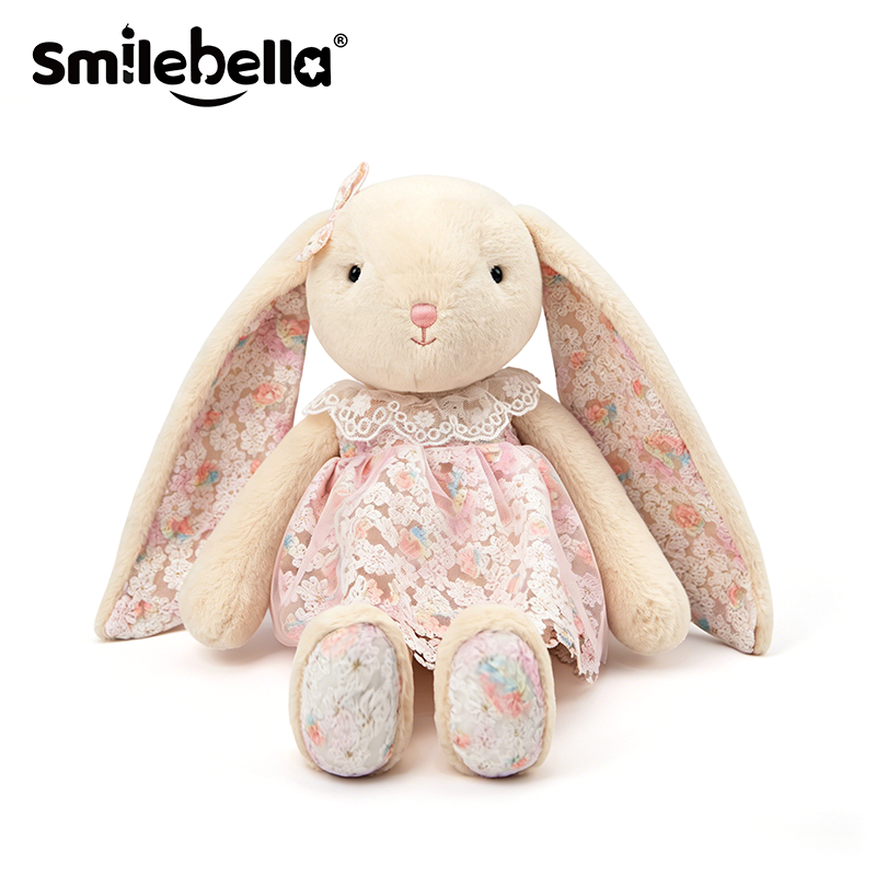 Smilebella碎花长耳兔毛绒公仔