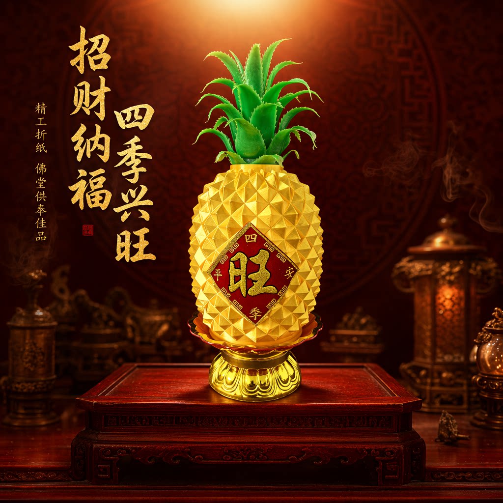 彩色莲花菠萝法会糖果塔寺庙供佛拜拜手工制作佛供品菠萝糖塔灯