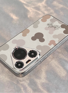 白色缤纷米奇适用华为pura80pro手机壳新款mate70保护套p70电镀小羊皮p50全包ultra男女40m60pro防摔软壳