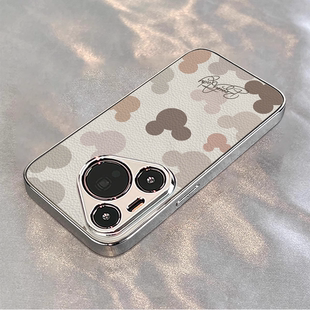 白色缤纷米奇适用华为pura80pro手机壳新款 mate70保护套p70电镀小羊皮p50全包ultra男女40m60pro防摔软壳