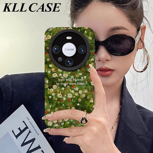 油画绿色碎花适用华为mate80pro手机壳mate60Pro女mate50小羊皮p70pro新款60防摔时尚高级p50pro全包硅胶软壳