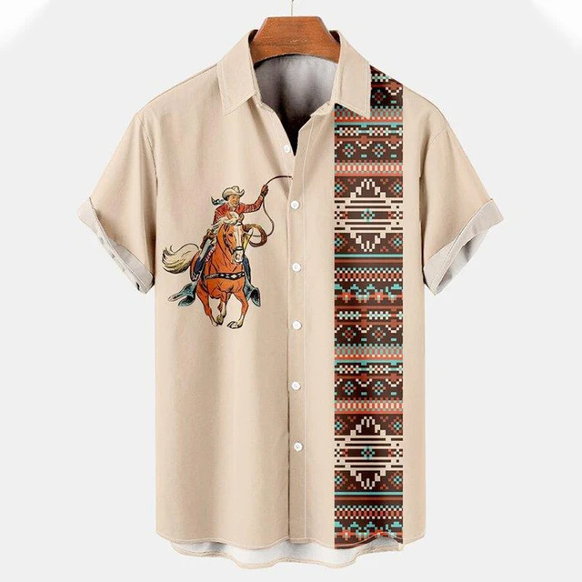 3D digital printed lapel beach shirt3D数码印花沙滩宽松衬衫男