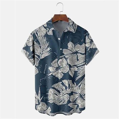 3D digital printed beach loose shirt3D数码印花沙滩宽松衬衫男
