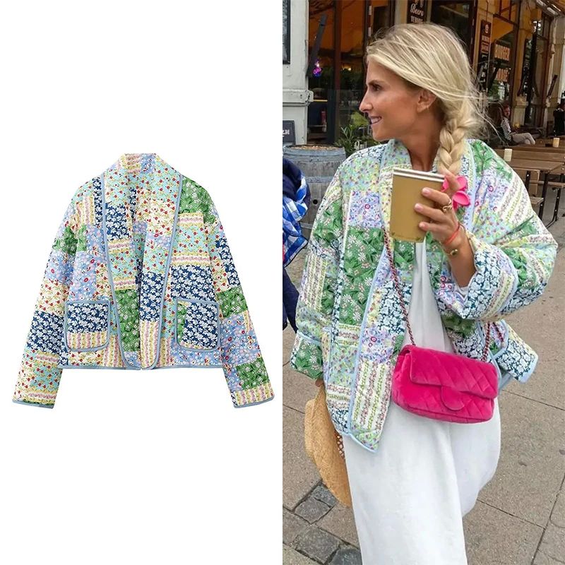 Printed loose casual jacket for women 印花翻领宽松休闲外套女