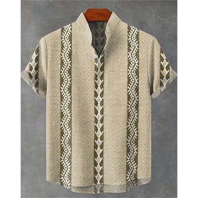 3D数码印花男休闲收腰免烫衬衫