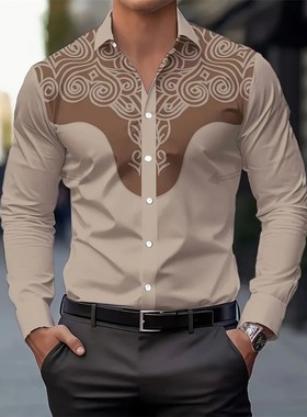 3D digital printed long sleeved shirt 3D数码印花长袖沙滩衬衫