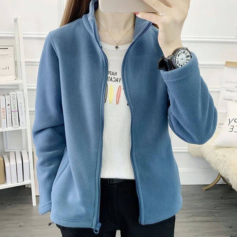 Solid color casual fleece casual jacket 纯色休闲抓绒立领外套