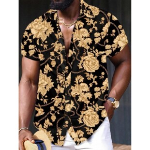 printed lapel loose 3D数码 for digital top men 印花翻领上衣3D