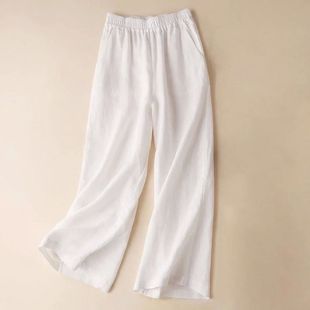 Solid color elastic waist wide leg pants纯色松紧腰休闲阔腿裤