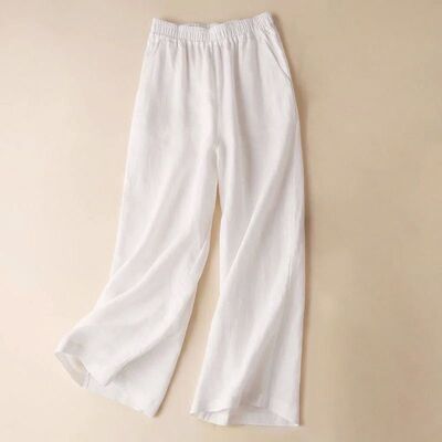 Solid color elastic waist wide leg pants纯色松紧腰休闲阔腿裤