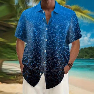 short sleeved shirt3D数码 沙滩衬衫 printed 印花短袖 digital