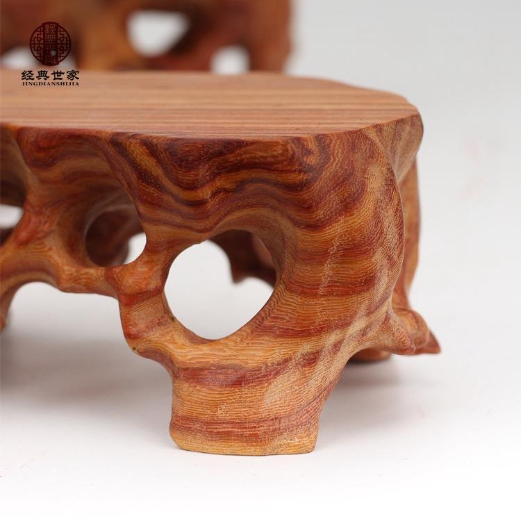 檀木实根雕镂空根艺底座木木红托奇石紫HGP茶砂壶多肉微型盆景几