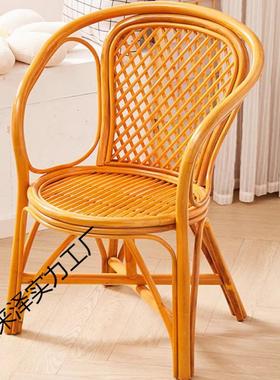 椅VXG藤椅天然真藤单人藤条三背件套家用阳台休子闲桌椅靠椅老人