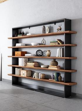式工业木隔板书架置37545物落地客美厅办公室陈列架实展架示架