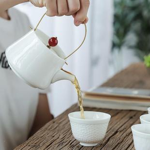 家用办壶茶道配 厂家直销具中国白白瓷公提梁烧水壶CJ180904茶套装