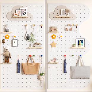 作墙洞洞板实木TJD定上置物架木质入户门客玄关木制装饰壁厅挂收